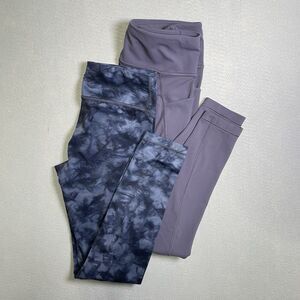 Lot of 2 Athleta Girl Leggings High Rise Stash Your Treasures Tight XL 14, L 12